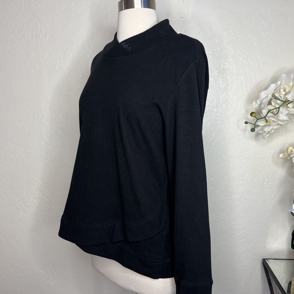 WEEKENDS Chicos Baby Fleece Tulip Mock-Neck Top 0 ( US 4/6 ) in black - Picture 5 of 7